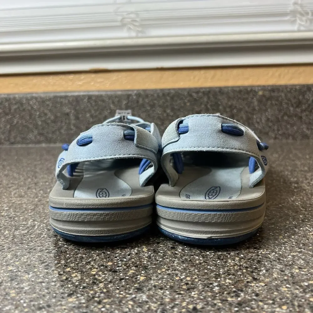 Keen Uneek Sandals Women's Sz 10.5 Blue Woven Bungee Lacing Hiking Trail Slip On